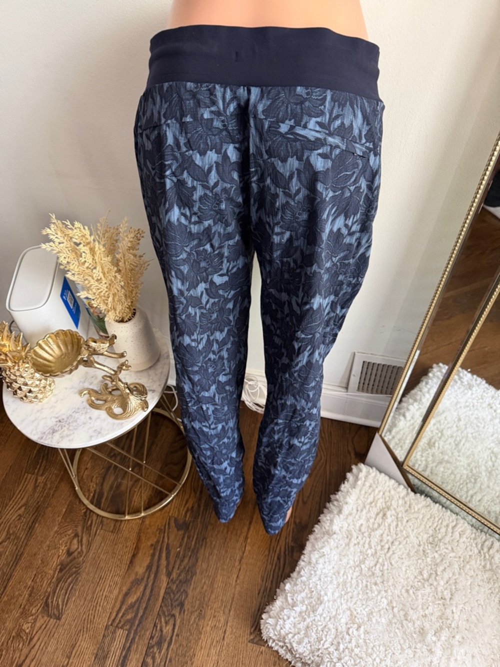 Navy Floral Print Drawstring Joggers - Picture 4 of 4